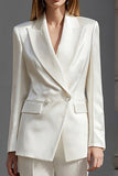 2-Piece Ivory Peak Lapel Work Suit