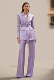Lilac 2-Piece Peak Lapel Work Suit with Sash
