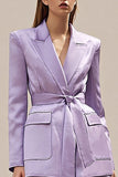Lilac 2-Piece Peak Lapel Work Suit with Sash