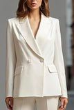 Ivory 2-Piece Peak Lapel Business Suit