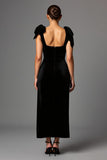 Black Bodycon Square Neck Semi-Formal Dress