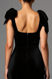 Black Bodycon Square Neck Semi-Formal Dress