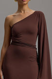 Coffee Sheath One Shoulder Formal Dress