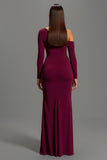 Sheath One Shoulder Burgundy Formal Dress With Sash