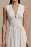 Ivory A-Line Sleeveless V-Neck Formal Dress