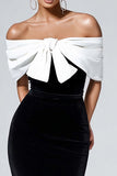 Off The Shoulder Black and White Pencil Formal Dress