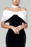 Black and White Bodycon  Off The Shoulder Semi-Formal Dress