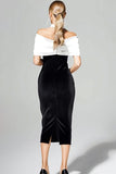 Black and White Bodycon  Off The Shoulder Semi-Formal Dress