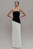Elegant Strapless Sheath Black and White Formal Dress
