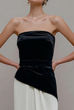 Elegant Strapless Sheath Black and White Formal Dress
