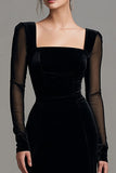 Sheath Black Long Sleeve Formal Dress With Slit