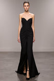 Black Mermaid Sweetheart Long Evening Dress With Slit