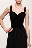 A-Line Black Spaghetti Straps Evening Dress