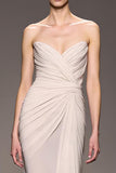Ivory Sweetheart Ruched Sheath Evening Dress