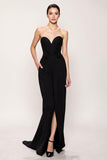Black Sweetheart Sheath Evening Dress With Slit