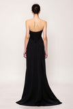Black Sweetheart Sheath Evening Dress With Slit