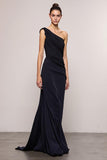 One Shoulder Mermaid Black Evening Dress