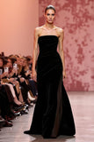 Black Strapless Mermaid Evening Dress With Back Zipper