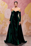 Dark Red A-Line Strapless Velvet Evening Dress
