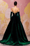 Dark Red A-Line Strapless Velvet Evening Dress