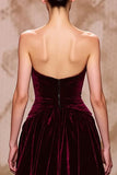 Dark Red Sweetheart A-Line Evening Dress With Slit