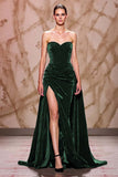 Dark Red Sweetheart A-Line Evening Dress With Slit