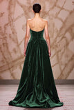 Dark Red Sweetheart A-Line Evening Dress With Slit