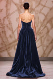Dark Red Sweetheart A-Line Evening Dress With Slit