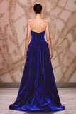 Dark Red Sweetheart A-Line Evening Dress With Slit