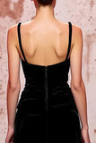 Simple Black Spaghetti Straps A-Line Evening Dress