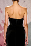 Mermaid Strapless Black Velvet Evening Dress