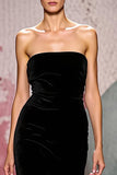 Mermaid Strapless Black Velvet Evening Dress