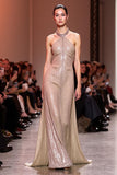 Halter A Line Glitter Champagne Evening Dress