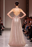 Halter A Line Glitter Champagne Evening Dress