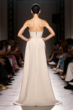Strapless Ivory A Line Long Evening Dress
