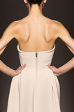 Strapless Ivory A Line Long Evening Dress