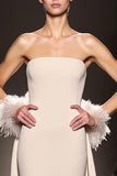 Strapless Ivory A Line Long Evening Dress