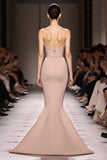 Champagne Strapless Mermaid Evening Dress