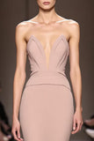 Champagne Strapless Mermaid Evening Dress