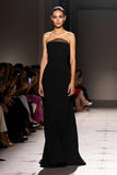 Black Strapless Sheath Long Evening Dress