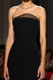 Black Strapless Sheath Long Evening Dress