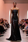 Sparkly Black Strapless Sheath Evening Dress