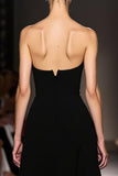 Black Strapless Long A Line Evening Dress