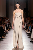 Ivory Strapless Sheath Evening Dress with Slit