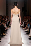 Ivory Strapless Sheath Evening Dress with Slit