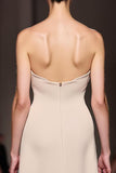 Ivory Strapless Sheath Evening Dress with Slit