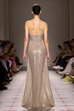 Sheath Champagne Strapless Evening Dress