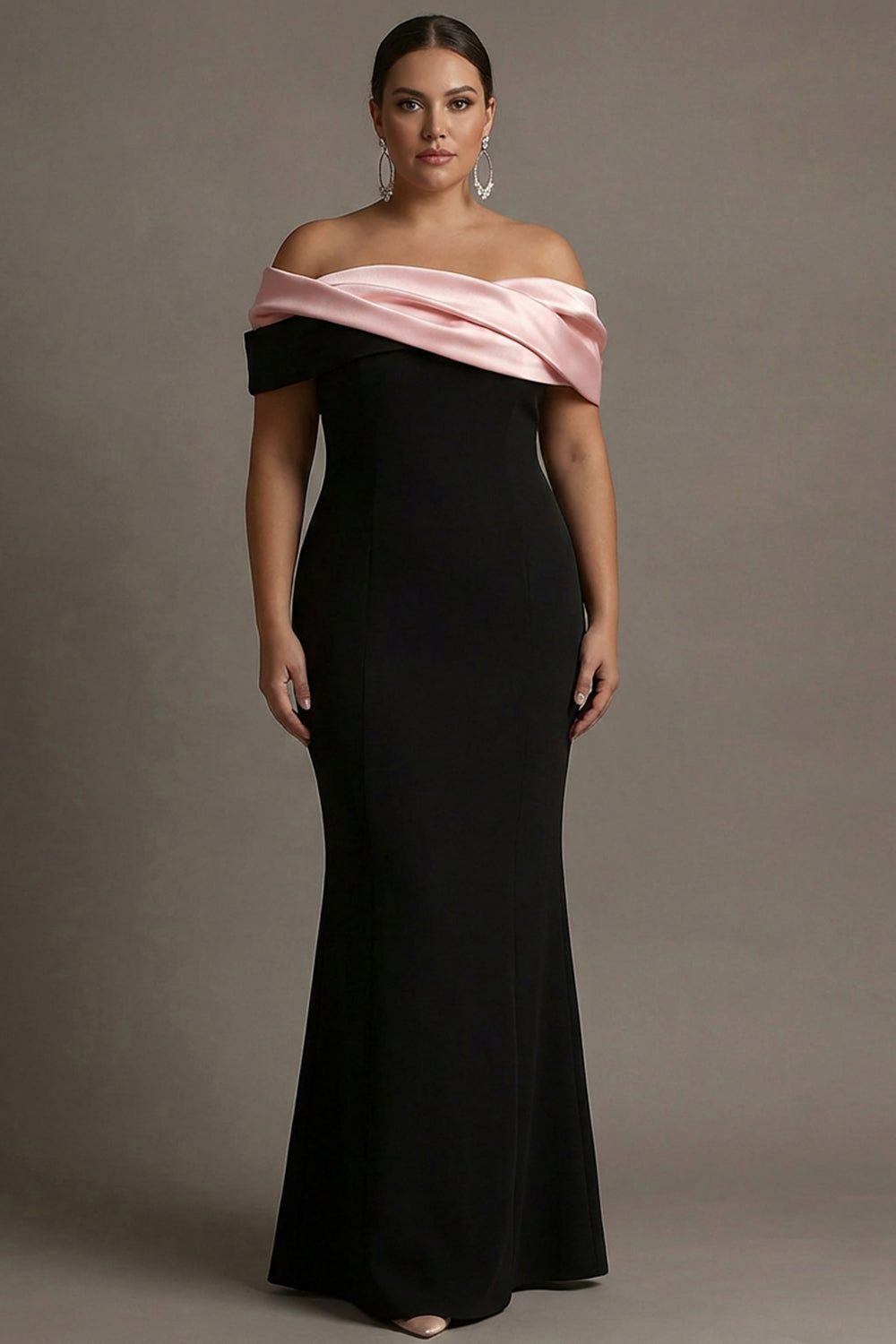 Berylove Women Off the Shoulder Formal Dress Black and Pink Plus Size Satin Black Tie Dress, Black and Pink / US18W Berylove Women Off the Shoulder Formal Dress Black and Pink Plus Size Satin Black Tie Dress, Black and Pink / US18W