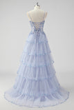 Lavender Strapless Corset Sequin Prom Dress with Slit