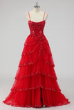 Lavender Strapless Corset Sequin Prom Dress with Slit